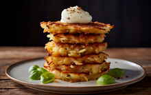 Capture The Essence Of Potato Latkes In A Mouthwatering Food Photography Shot Generative AI