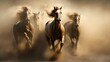 The horses are running at full speed. Beauty, power and dynamics.