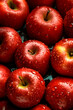 Red apples, closeup with top view, Red apple patterns, Top view of bright ripe fragrant red apples with water drops as background