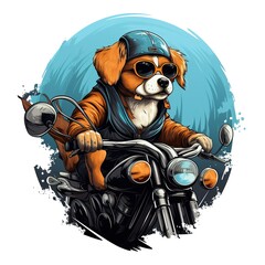 Wall Mural - Dog driving a motorcycle in the summer