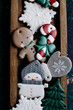 Christmas gingerbread on a wooden background 