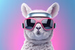 © ADDICTIVE STOCK - Generative AI illustration of kangaroo with a touch of tech wearing white virtual reality goggles stands against a soft pink backdrop