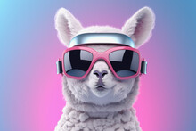 Generative AI Illustration Of Kangaroo With A Touch Of Tech Wearing White Virtual Reality Goggles Stands Against A Soft Pink Backdrop