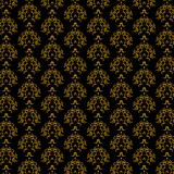 Fototapeta Tęcza - Damask gold seamless pattern on black background classic floral