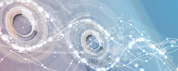 Wall Mural - abstract dna technology. science medical concept. futuristic background. wireframe molecules structu