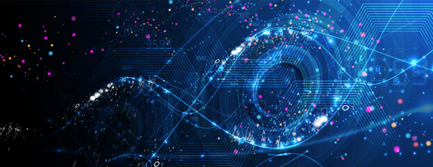 Abstract DNA technology. Science medical concept. Futuristic background.  Wireframe molecules structure
