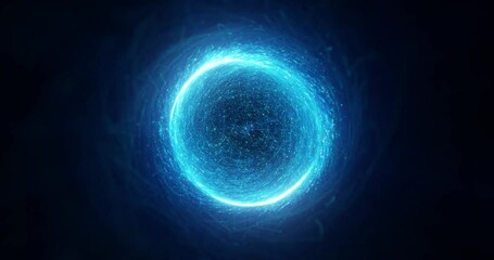 Wall Mural - blue tech particle energy orb in a seamless looping motion graphic. 3d render