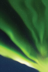 Sticker - Green aurora borealis. Dark night starry sky and Northern lights