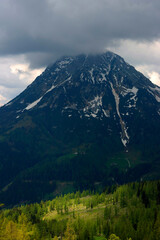 Canvas Print - The Dachstein mountain range under stormy clouds, Upper-Austria, Europe