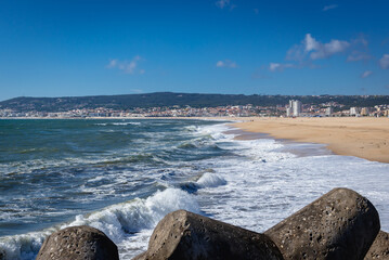 Canvas Print - Atlantic Ocean coast in Figueira da Foz city, Coimbra District of Portugal