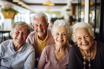 Portrait of a group of elderly seniors in nursing home