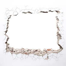 Hole Over Transparent Background Of White Wall