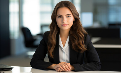 Wall Mural - Businesswoman, smiling and working on a laptop in the office or company looking happy and satisfied