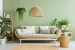 © koala studio - Interior of modern living room with green wall and sofa 3d render