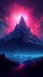 Mountain illustration with dark and pink colors
