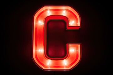 Neon light tube letter C