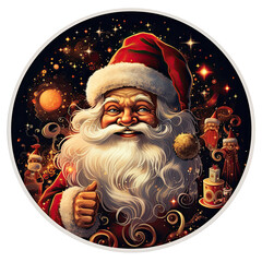 Wall Mural - Joyful Happy Santa Claus Cartoon Sticker