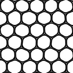 Sticker - A bold black and white seamless abstract pattern featuring a honeycomb motif in a mesh-like design on white backdrop