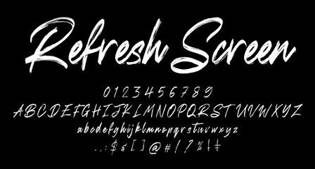 Wall Mural - refresh Screnn brush font script vector lettering. Best Alphabet Alphabet Brush Script Logotype Font lettering handwritten