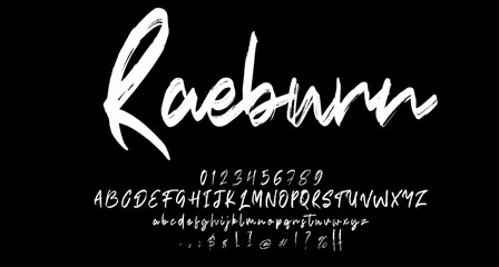 Wall Mural - raeburn Brush font script vector lettering. Best Alphabet Alphabet Brush Script Logotype Font lettering handwritten
