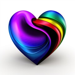 Wall Mural - A rainbow colored heart shaped object on a white surface.