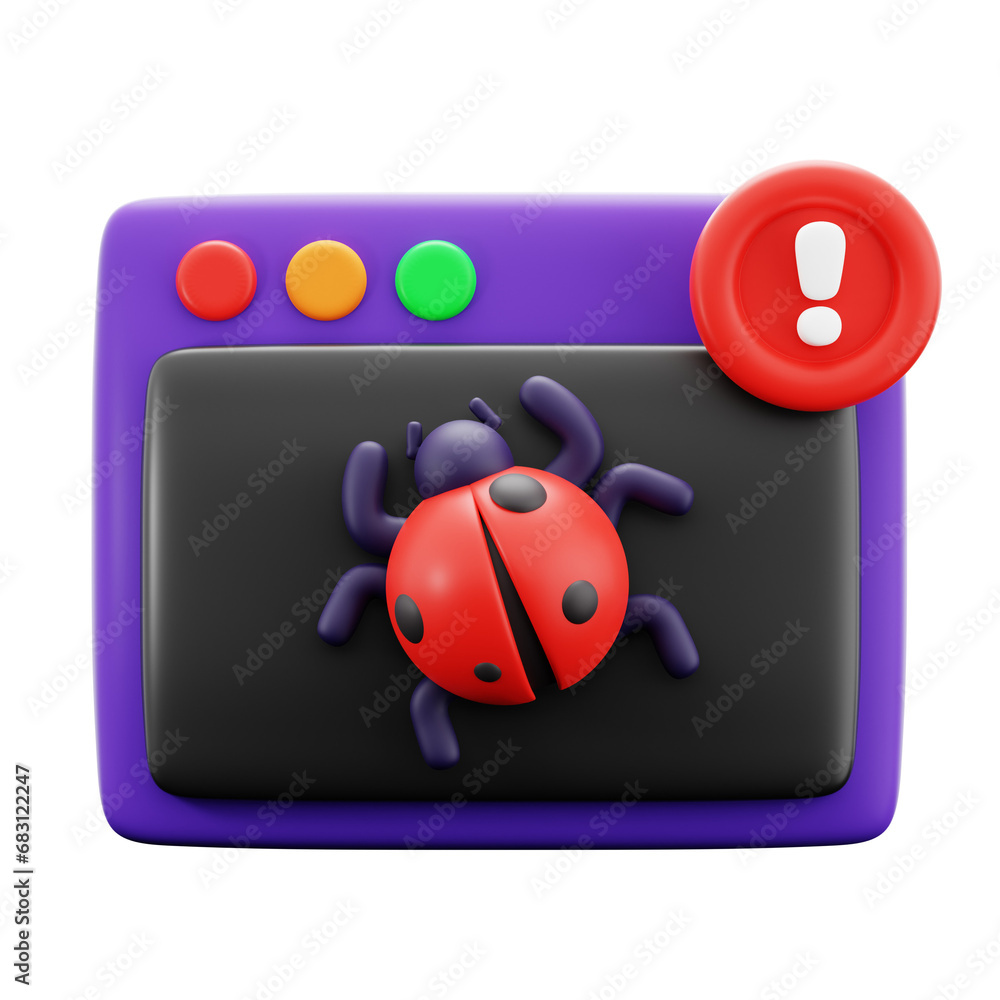 Create A Bug Button beta test application debugging app window with bug and warning symbol ...