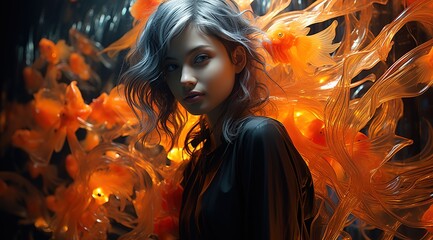 Wall Mural - fantasy and dreamy girl model