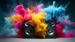 © Indika Rz - Dynamic Audio Explosion, Abstract Color Powder Cloud from Powerful Speakers