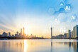 Guangzhou Urban Skyline Scenery and Artificial Intelligence Technology Concepts