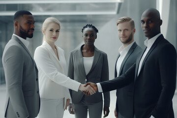 Wall Mural - Business people shaking hands in office