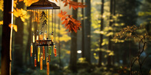 Gentle Forest Breezes Play Melodies On A Wind Chime Hanging Among The Trees