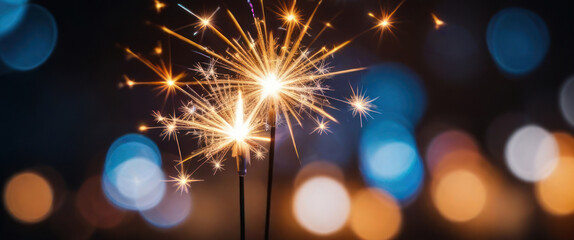 Fireworks on New Year's Day at night