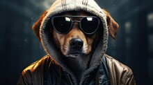 Poster Of Dog In Hood And Glasses