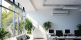 Fototapeta  - An air conditioning unit operating in a sleek, modern office space
