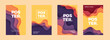 Purple and orange poster set background template papercut design style
