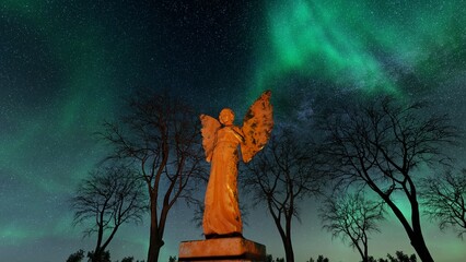 Wall Mural - angel statue in the night