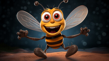 Wall Mural - cartoon bee HD 8K wallpaper Stock Photographic Image 