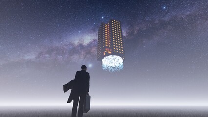 Wall Mural - mysterious alien structure in the night 3d render