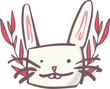 Digital png illustration of white rabbit with plants on transparent background