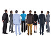 © vectorfusionart - Digital png photo of back view of diverse group of businessmen standing on transparent background