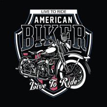 Motorcycle Logo With T Shirt Design Vector