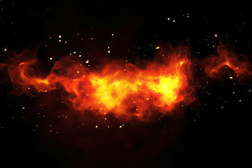 Wall Mural - Fire Sparkle burn effect on isolated black background