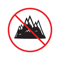 Prohibited Warning  attention restriction label caution attention. Mountain vector icon. Mountain sign design. EPS 10 mountain flat pictogram symbol