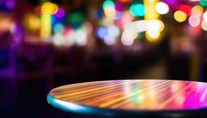 Wall Mural -  empty table cafe blurred mardi gras people party