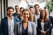 Confident and Happy Woman Leading a Group of Diverse People with Smiles and Positivity Generative AI