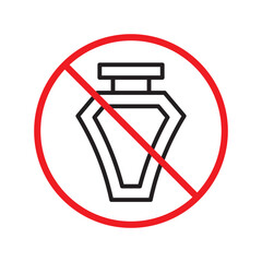 Forbidden perfume vector icon. Warning, caution, attention, restriction, label, ban, danger. No scent flat sign design pictogram symbol. No perfume icon UX UI icon