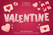 Valentine's day editable vector text effect. Love pink text style