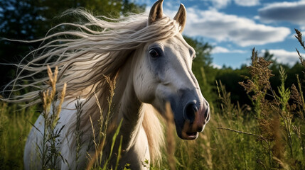 Wall Mural - horse in the field HD 8K wallpaper Stock Photographic Image 
