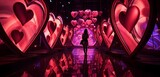 Fototapeta  - A Decorator-patterned digital art installation, where lights and projections come together to create a visually stunning and immersive experience for Valentine's Day