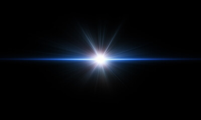 Wall Mural - light flare, light effect, shining sun on black background